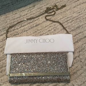 Milla Glitter Chain Clutch in Gold/Nude